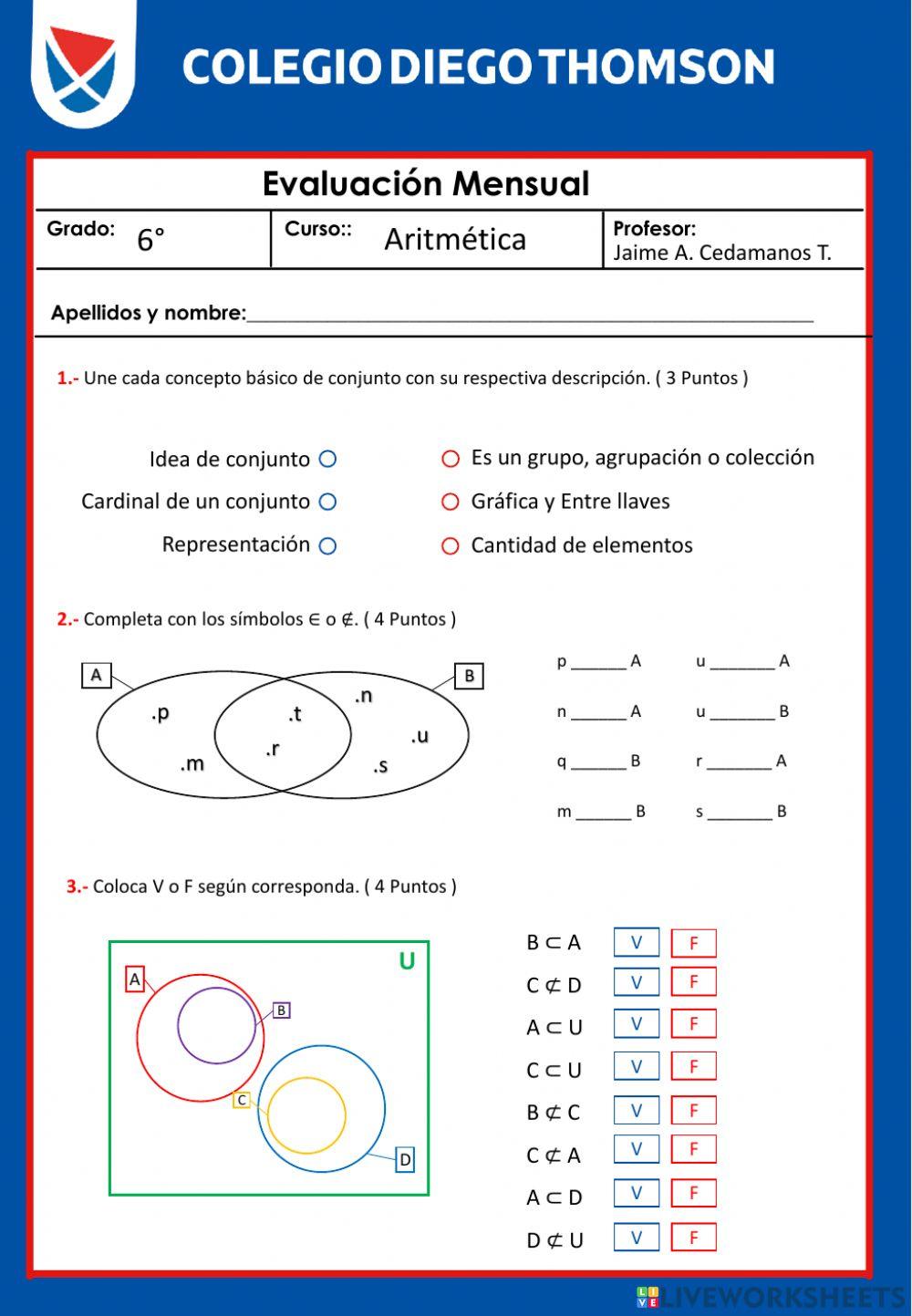 Examen de Aritmética 6to