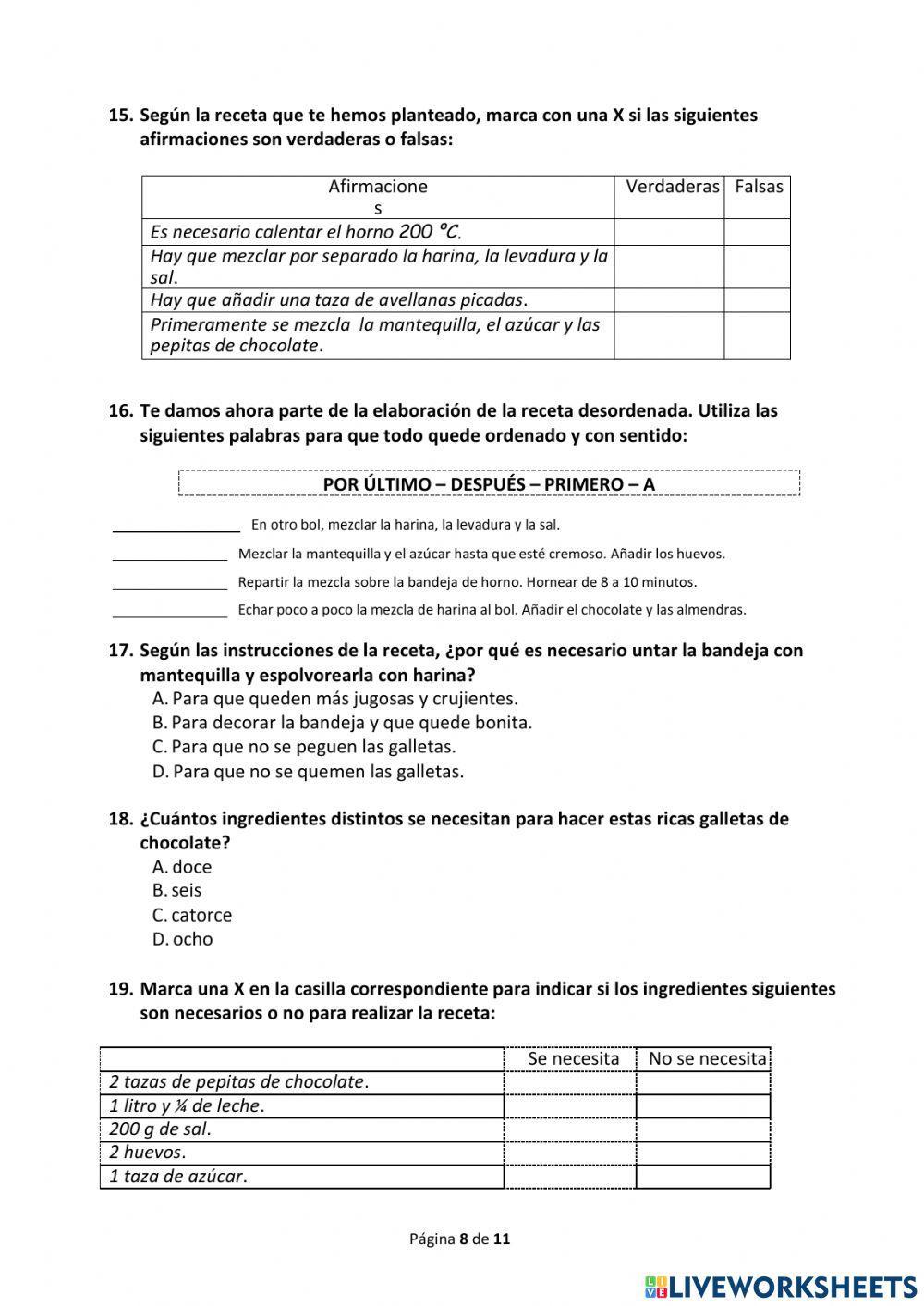 Comprensión escrita. Prueba 2018