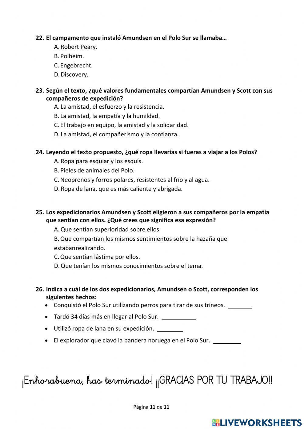 Comprensión escrita. Prueba 2018