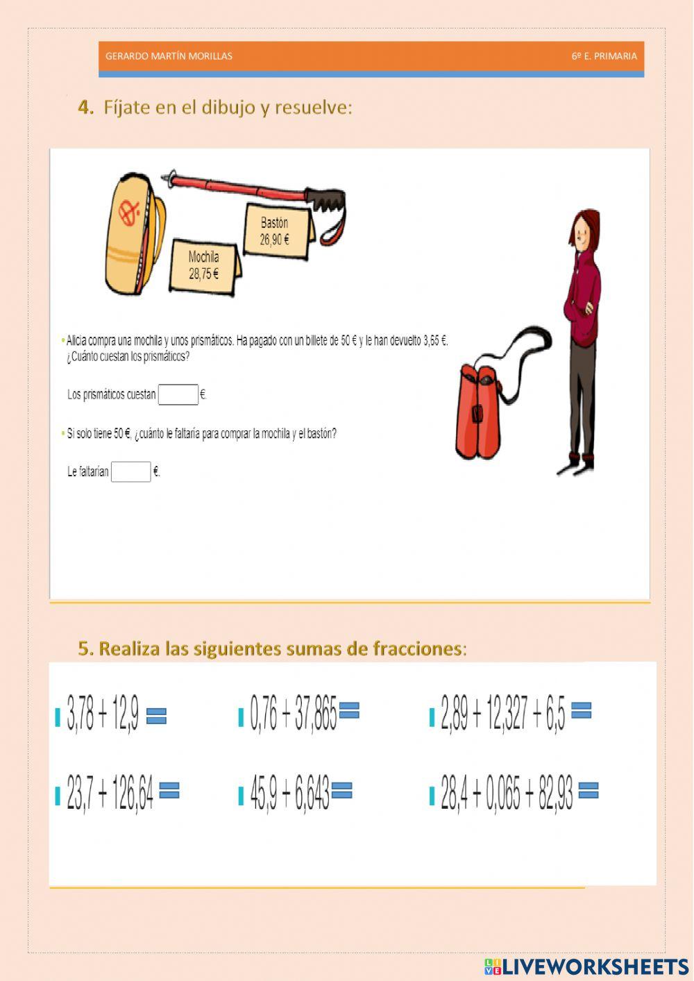 Cálculo y operaciones. Ficha 11.