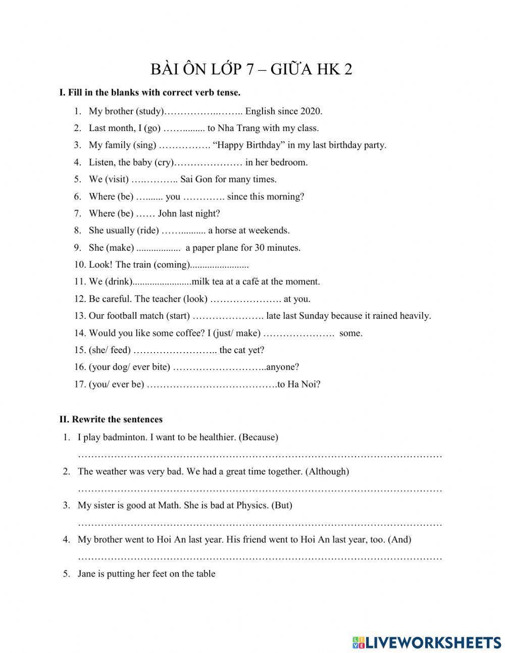 Bài ôn lớp 7 - HK2