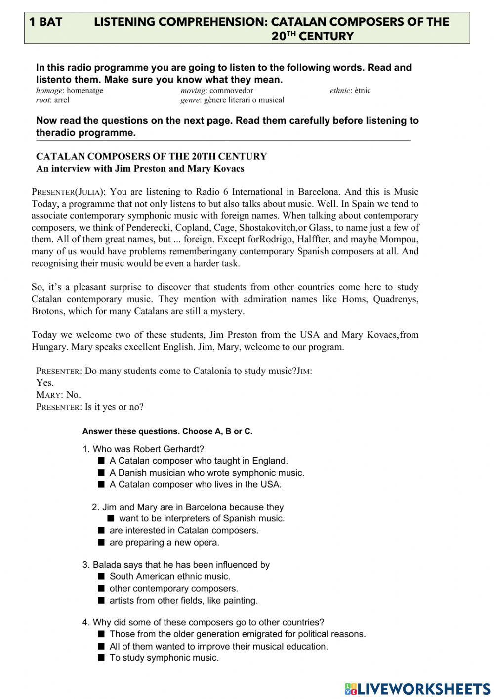 Listening Catalan Composers