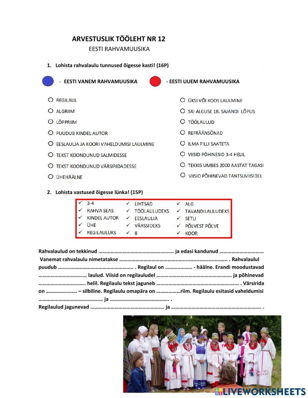 5. klass - Eesti rahvamuusika