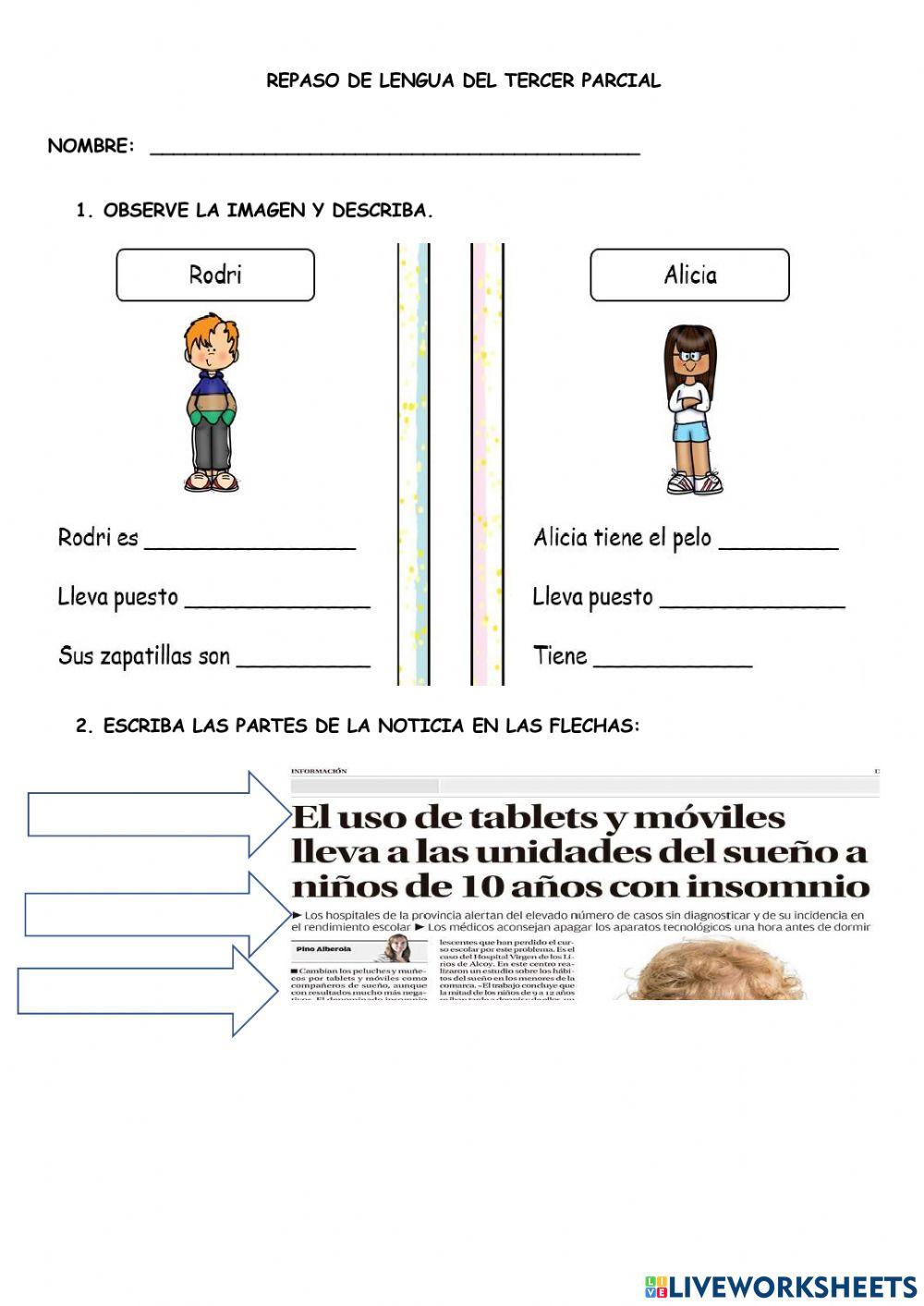 Repaso de lengua tercer parcial