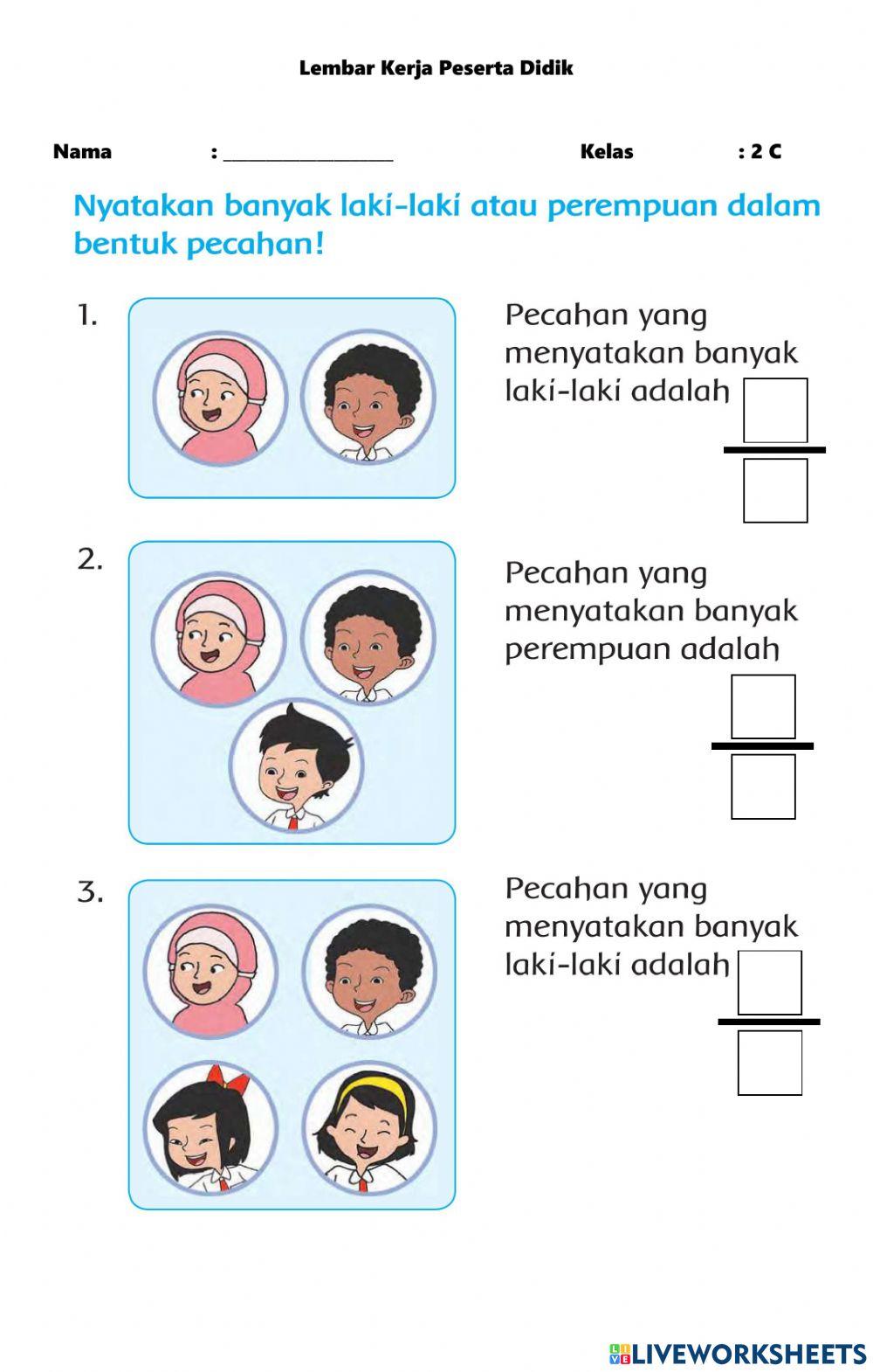 Menyebutkan banyak laki-laki dan perempuan dalam bentuk pecahan