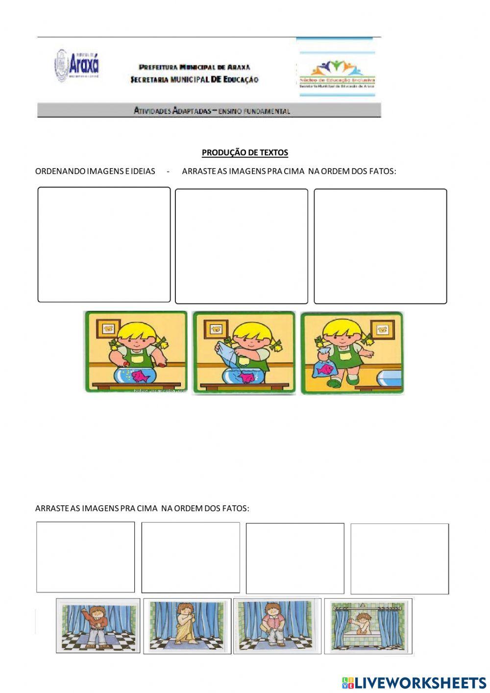 Ordenando ideias e frase