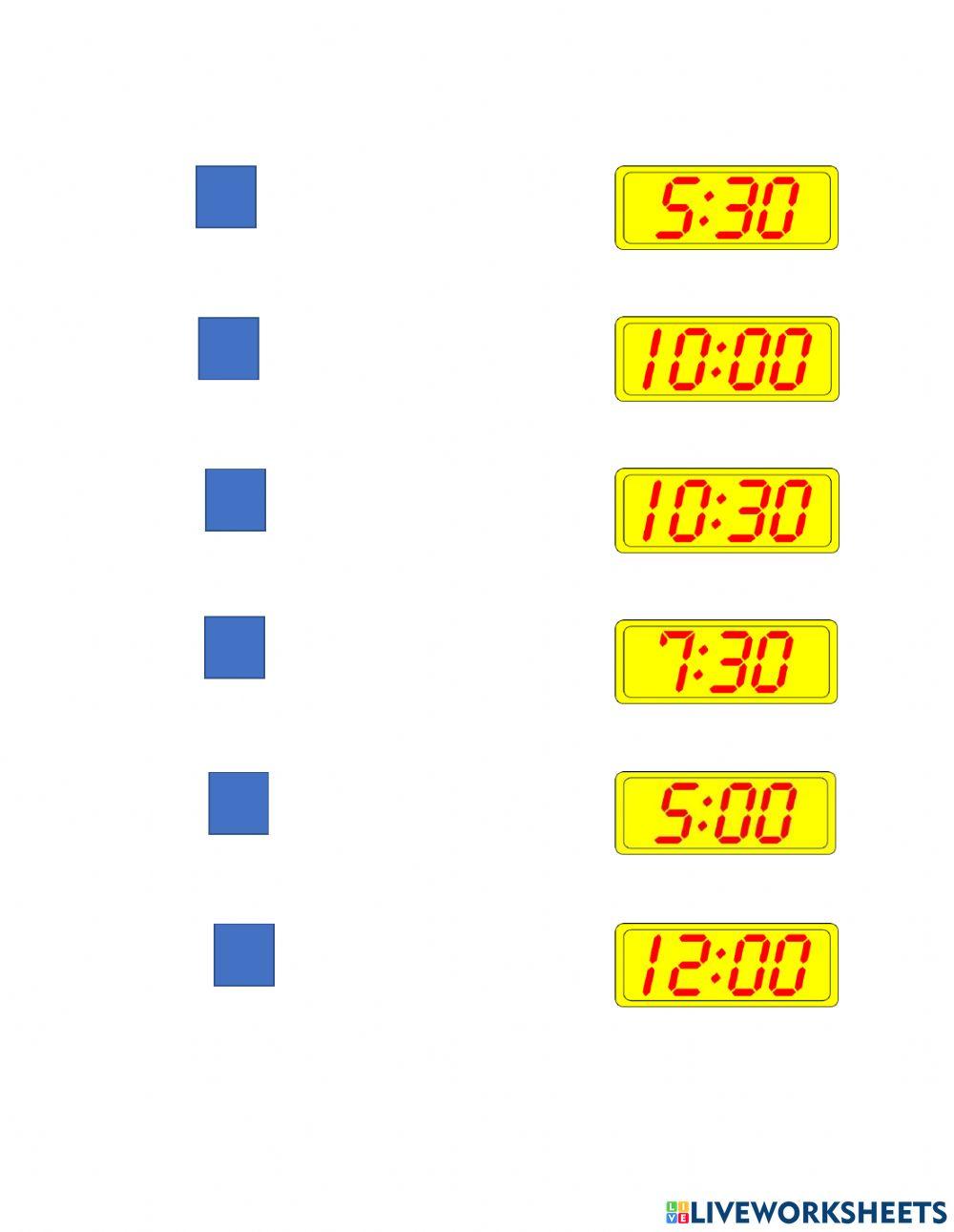 What Time Is It? Digital O'clock-Thirty Match Up What Time Is It? Digital O'clock-Thirty Match Up