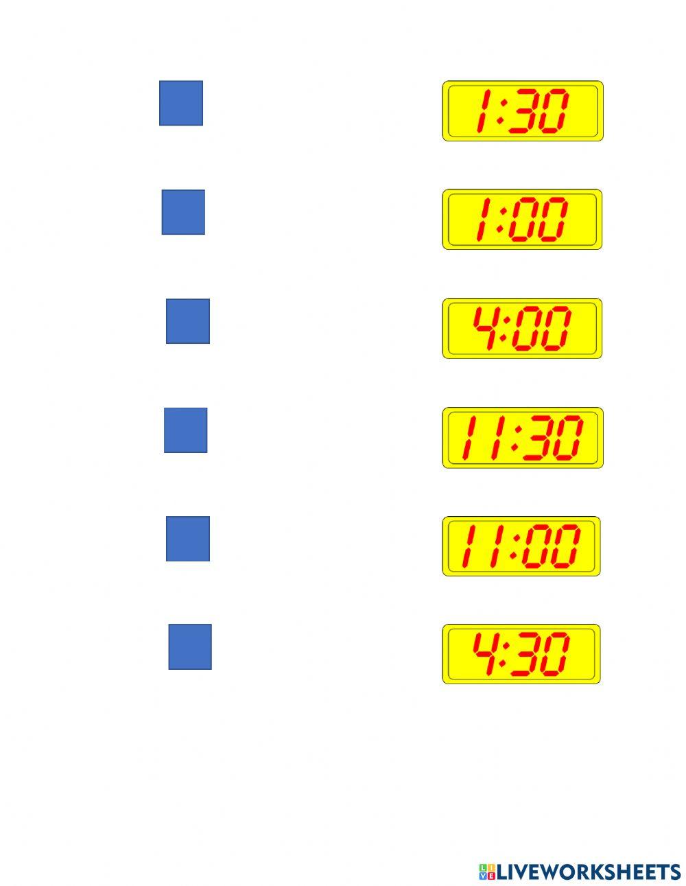 What Time Is It? Digital O'clock-Thirty Match Up What Time Is It? Digital O'clock-Thirty Match Up