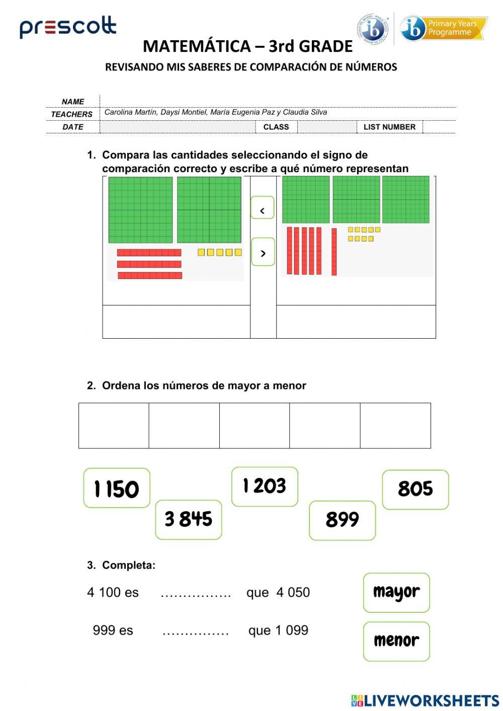 Comparación de números