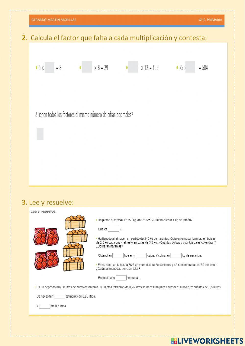 Cálculo y operaciones. Ficha 14.