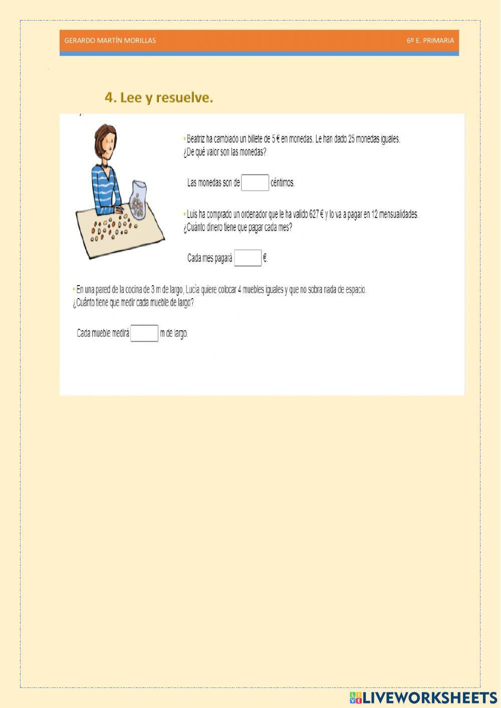 Cálculo y operaciones. Ficha 14.