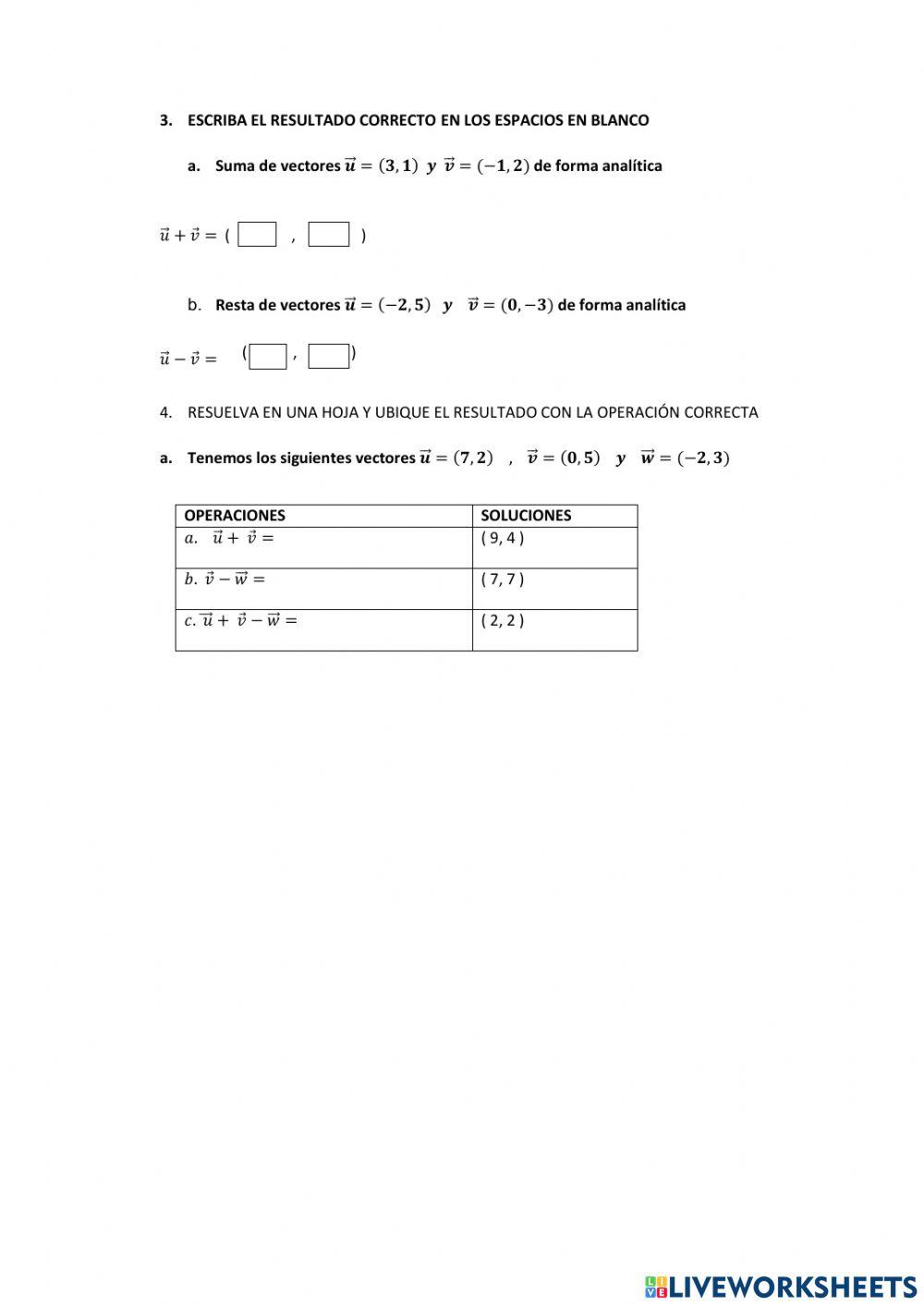 Operaciones con vectores