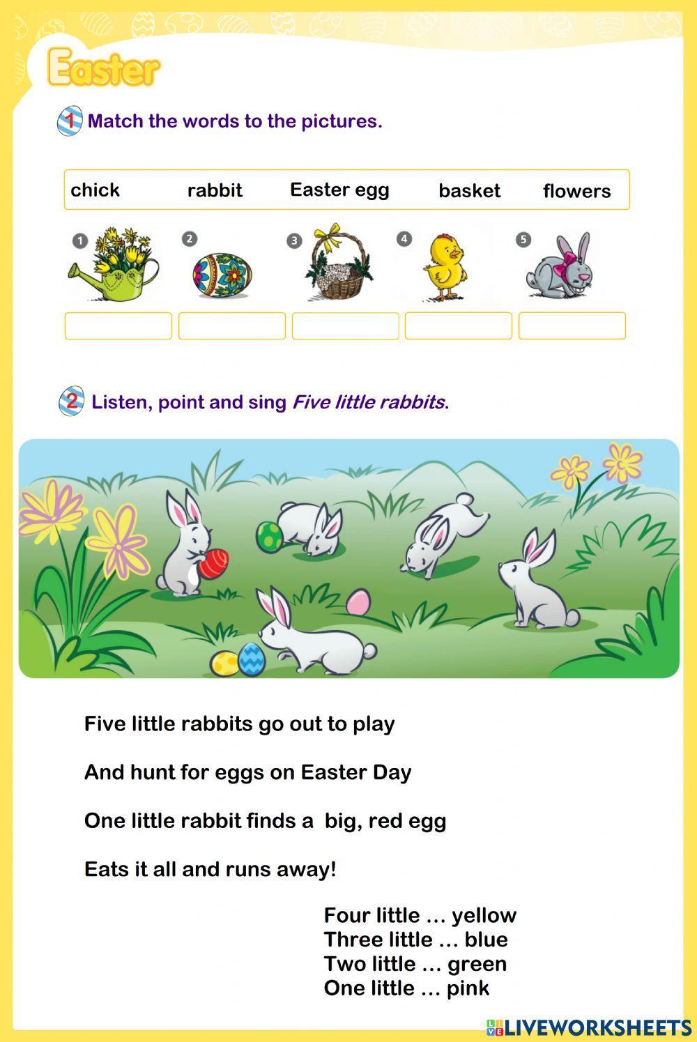 Five little rabbits worksheet | Live Worksheets