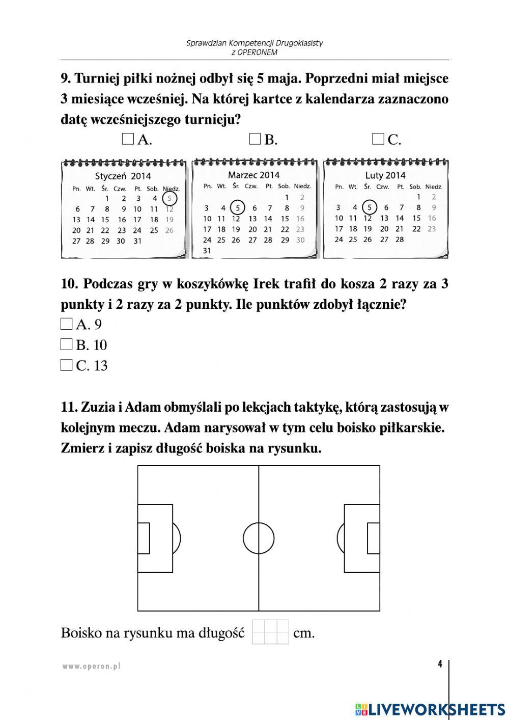 Sprawdzian kompetencji ucznia klasy 2