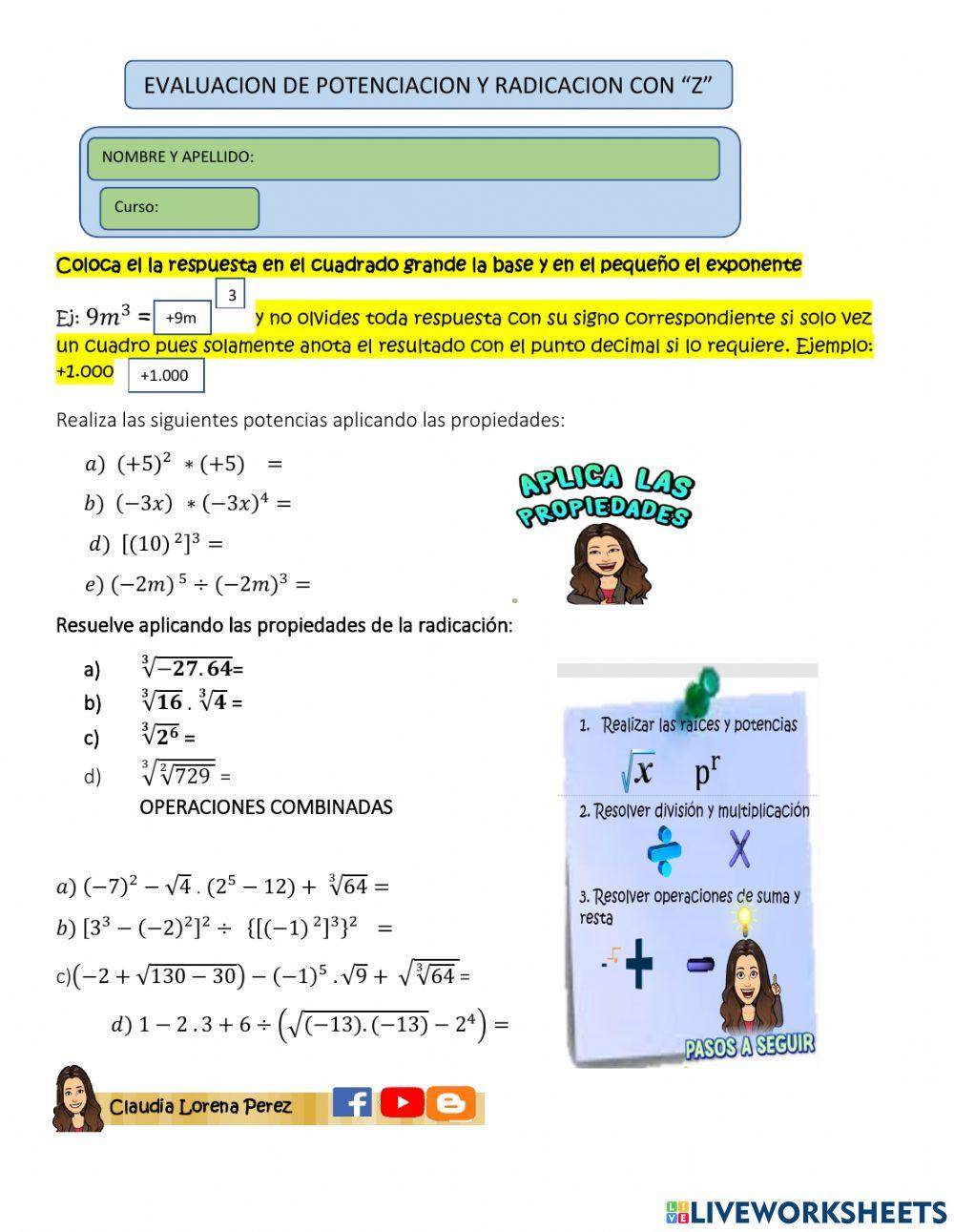 Potenciacion y radicacion con -Z-
