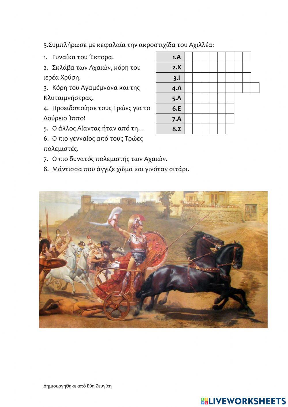 Τρωικός Πόλεμος - Κριτήριο αξιολόγησης