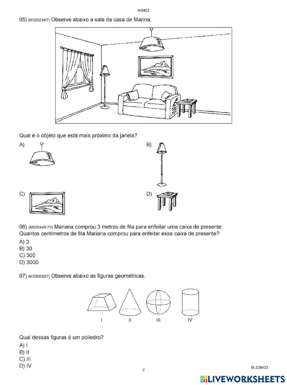Avaliação diagnóstica matemática