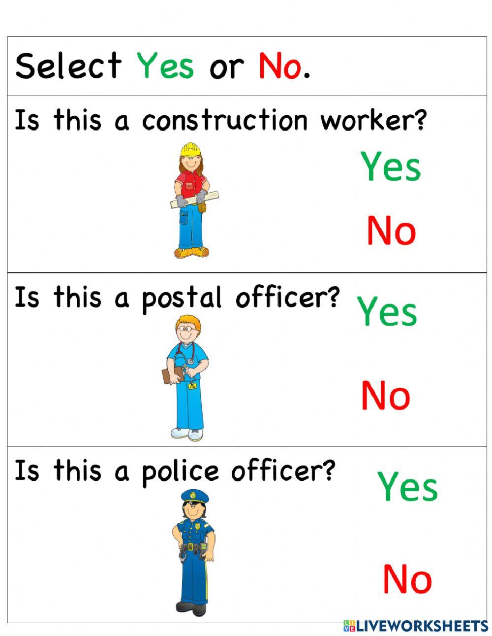 Community Workers - Select Yes or No for each picture 3