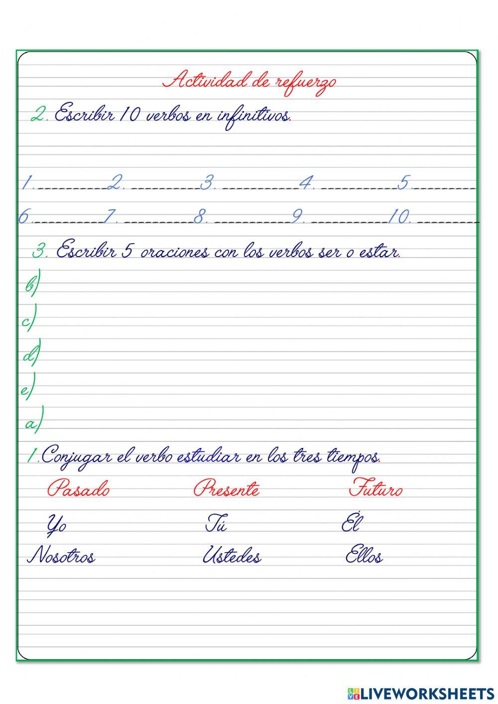Actividad de refuerzo del verbo