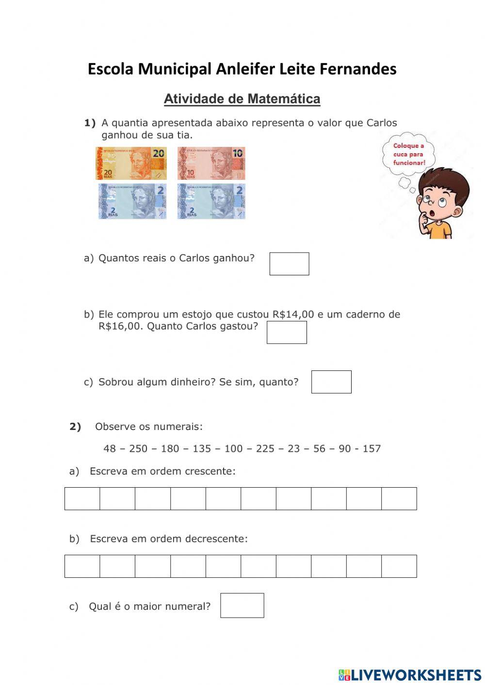 Atividade de Matemática