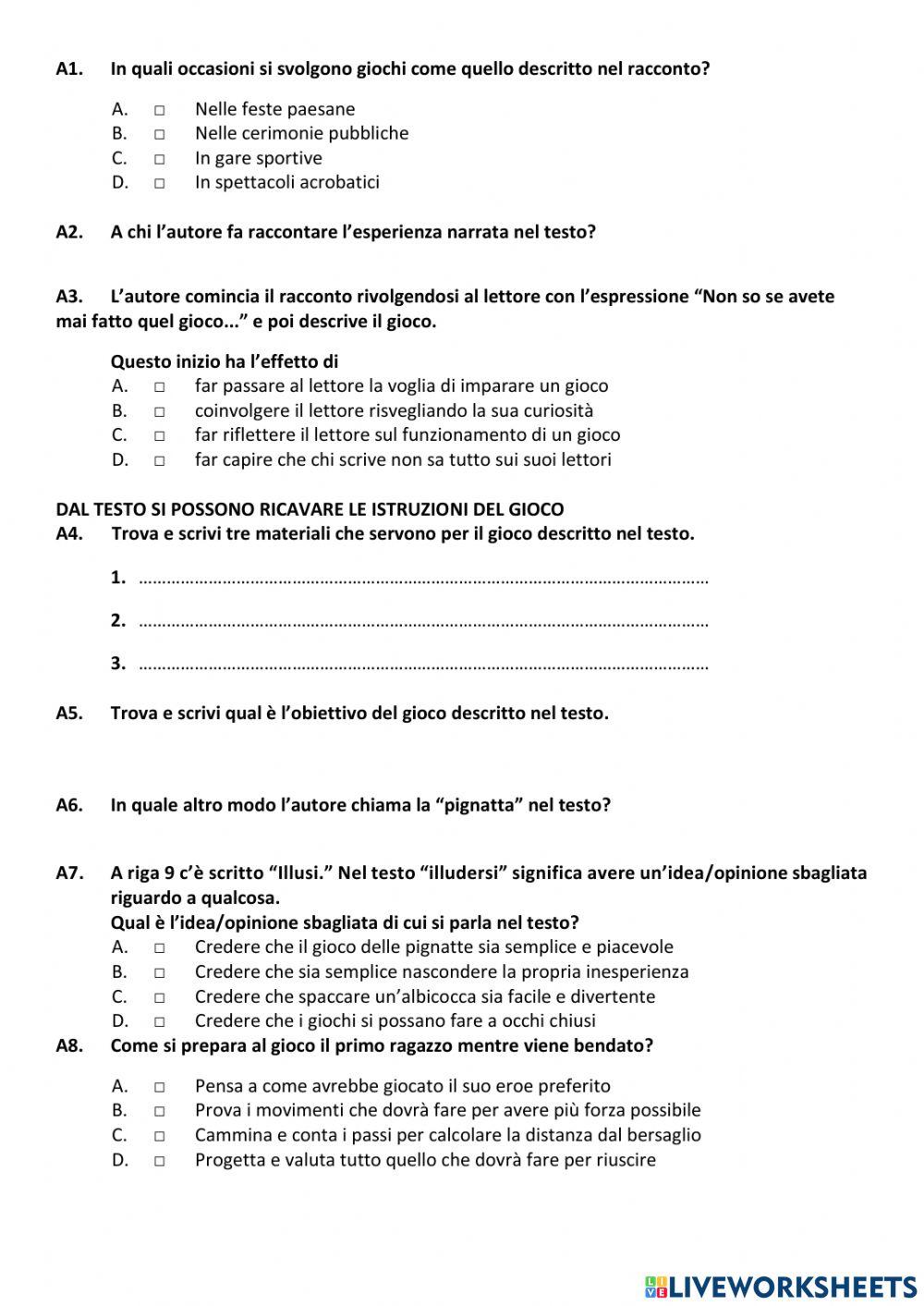 Prova Invalsi Italiano 2015 - 2016 prima parte