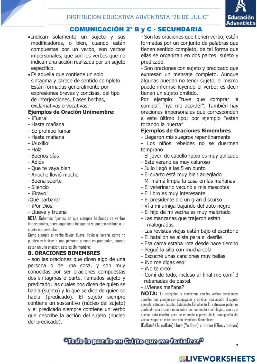 La oración gramátical