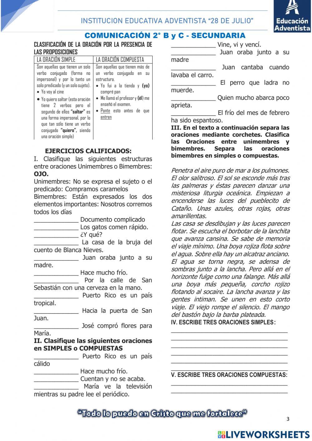 La oración gramátical