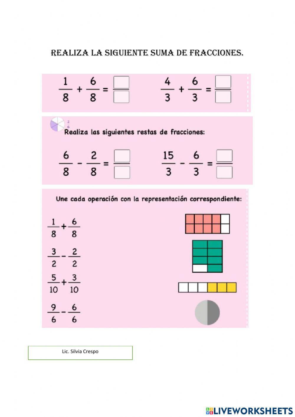 Suma y resta de fracciones homogéneas