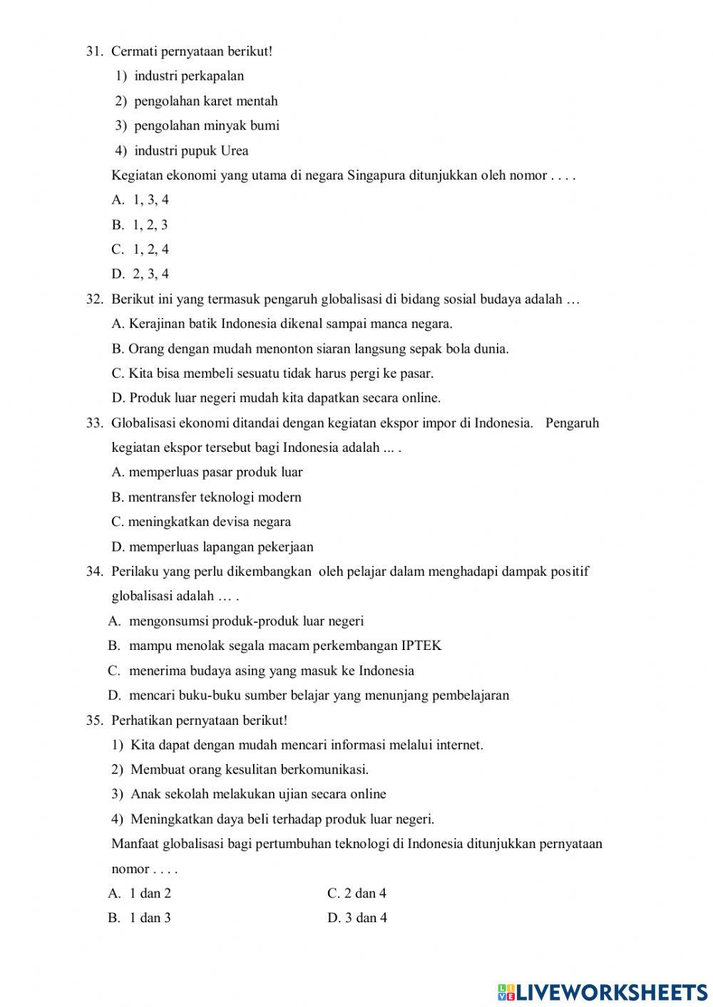 Soal Latihan Ujian Sekolah Muatan Pelajaran IPS