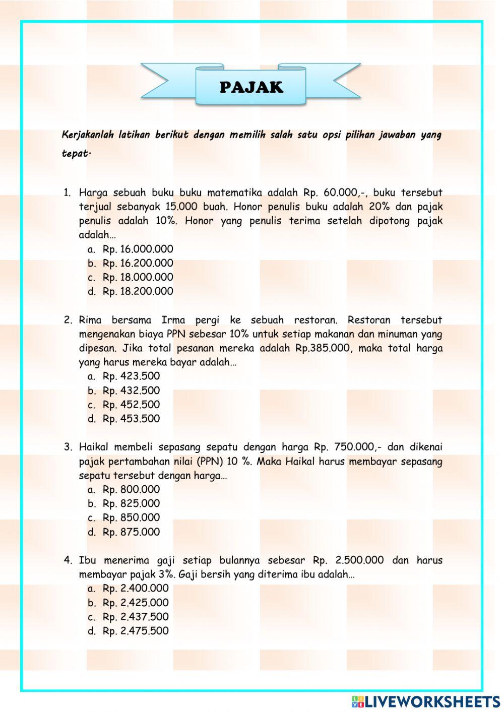 Latihan Pajak Aritmatika Sosial