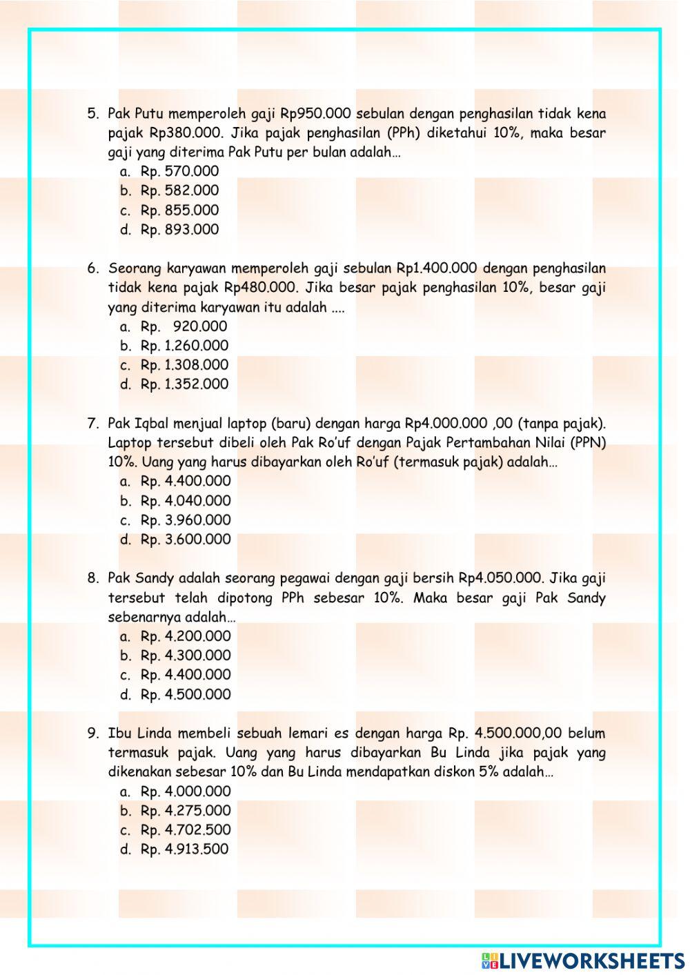Latihan Pajak Aritmatika Sosial