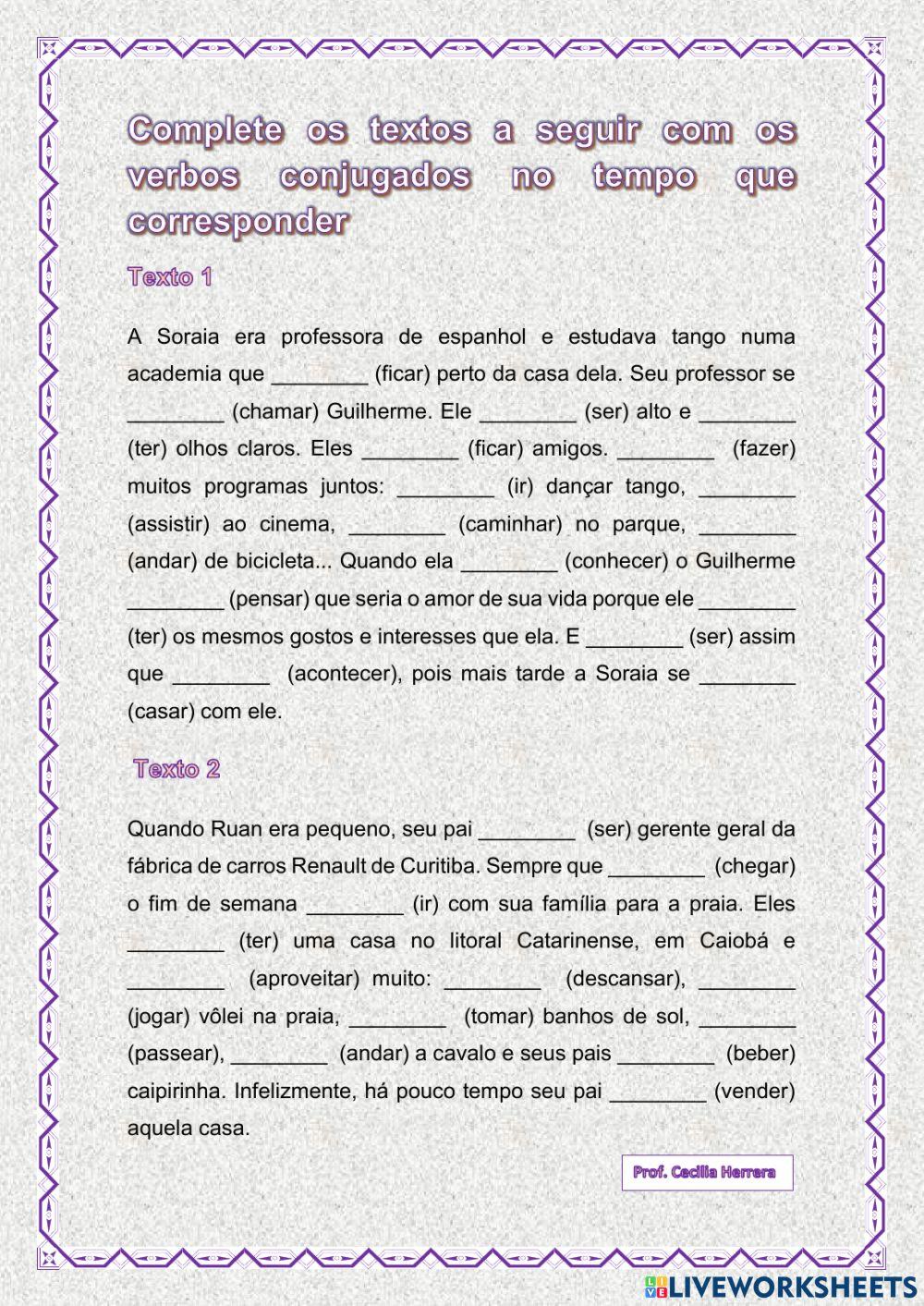 Pretérito Perfeito e Imperfeito