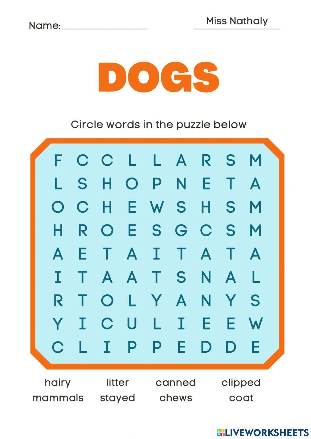 Dogs Live Worksheets
