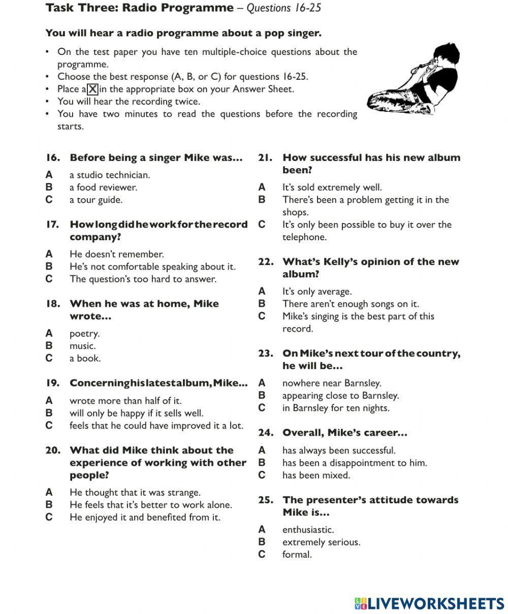 Listening Ex. - Pre-Test (B1-B2)