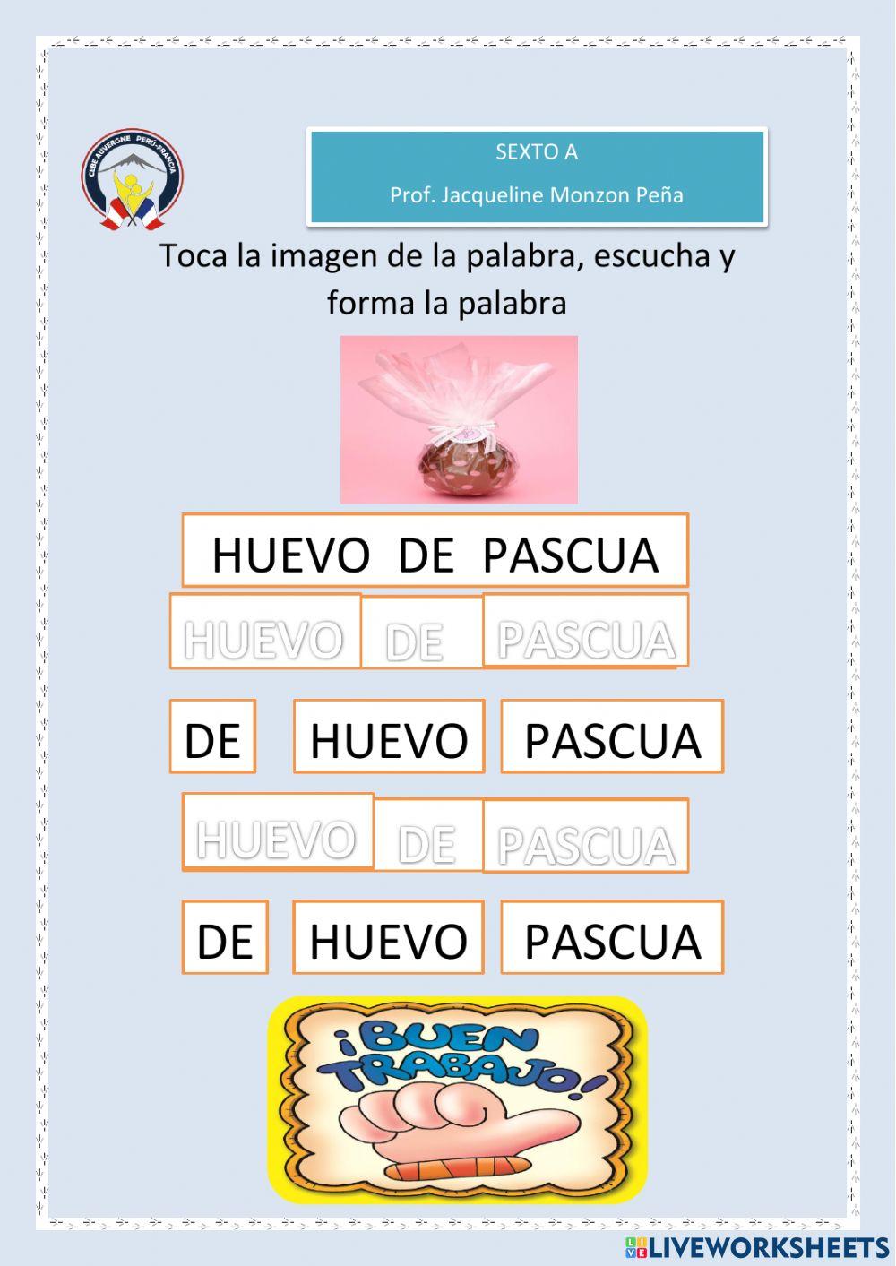 Vocabulario huevos de Pascua