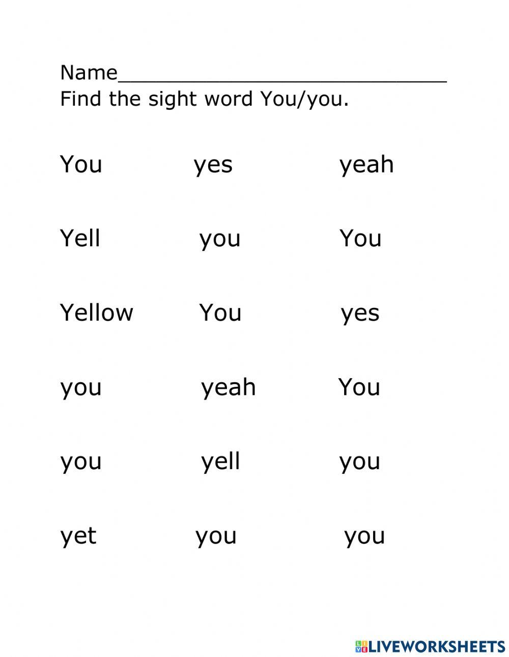 Sight word You-you