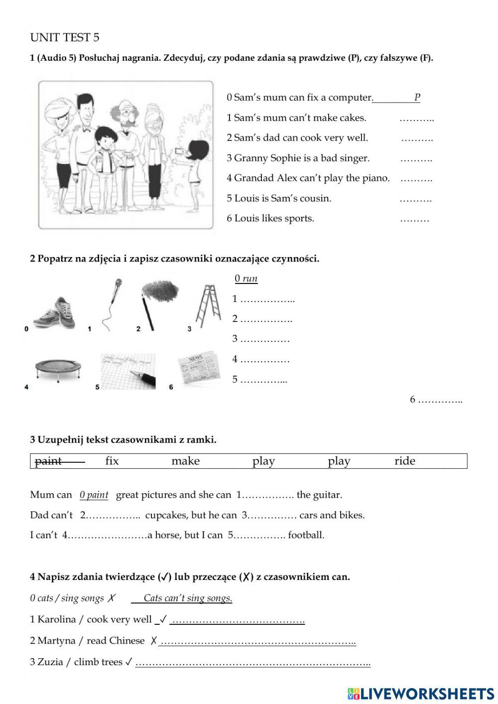Unit 5 test - klasa czwarta