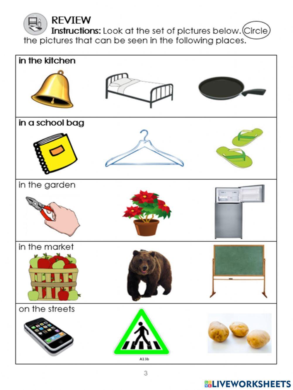 Things thaat can be seen in different places