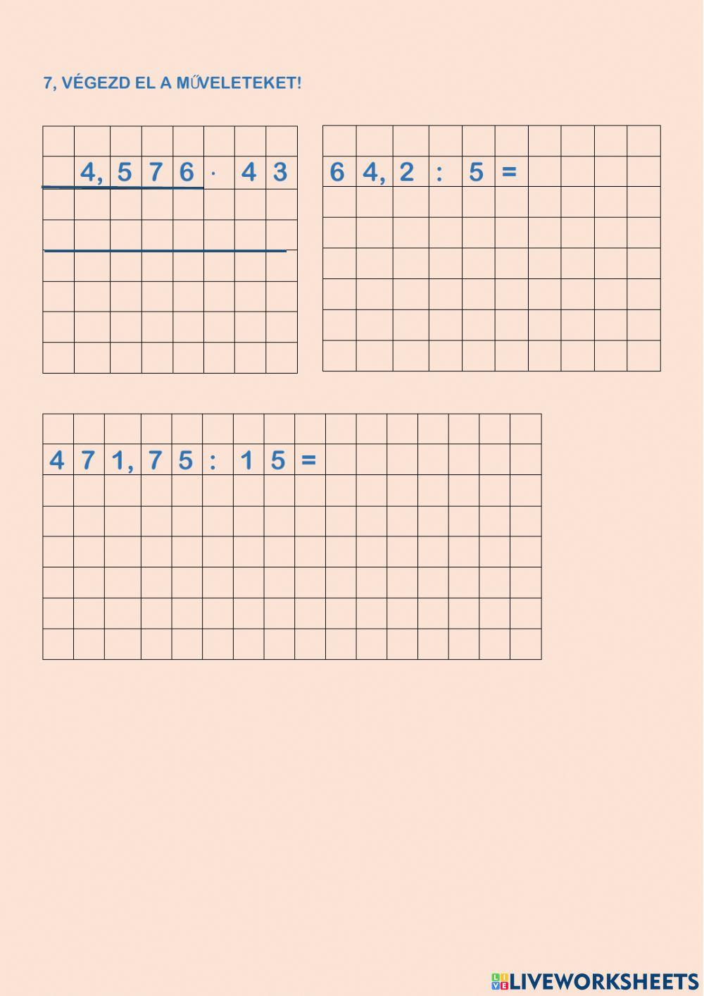 Tizedestörtek dolgozat