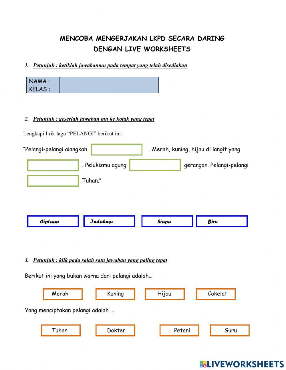 Mencoba live worksheets