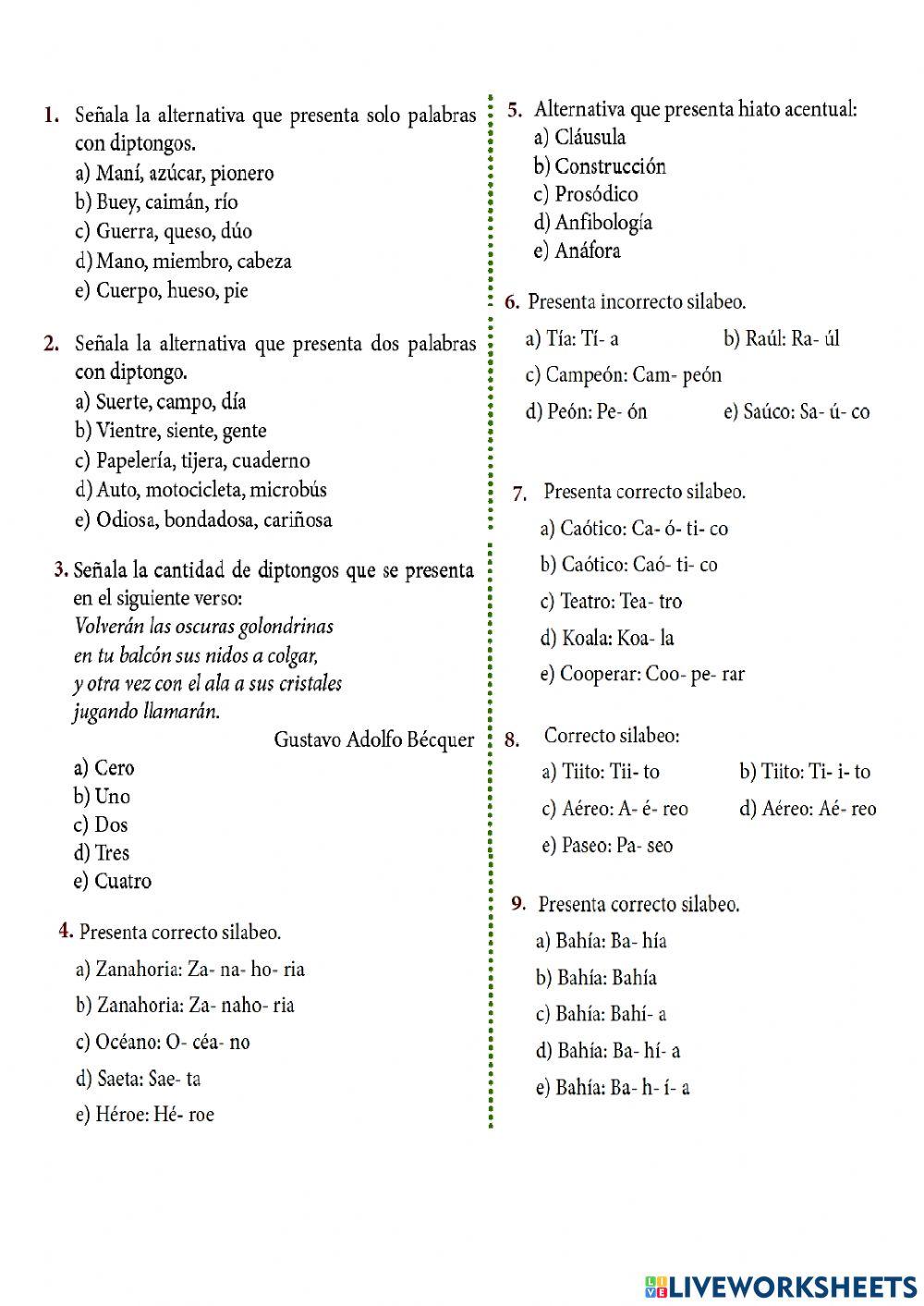 Hiato, diptongo y triptongo