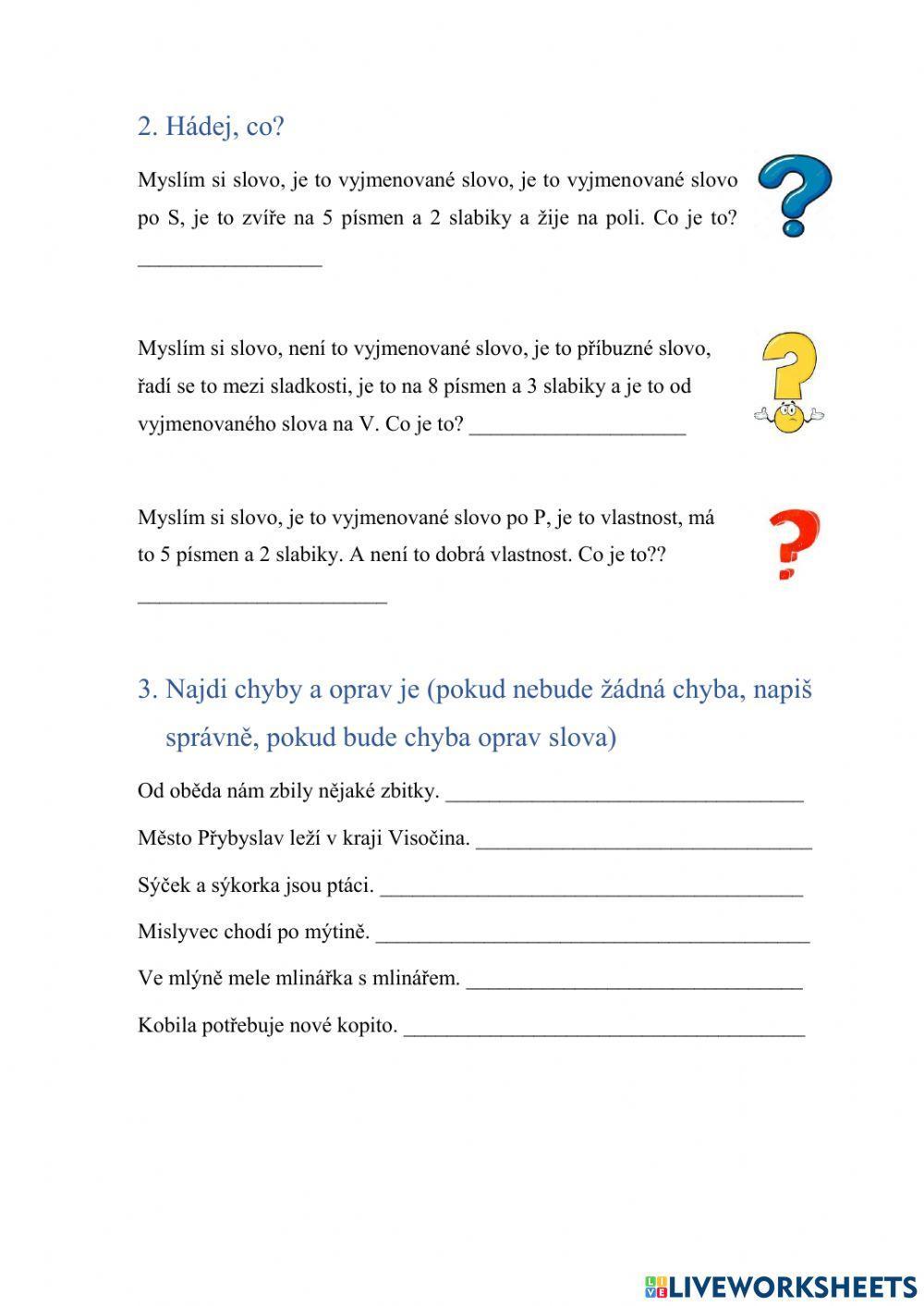 Procvičování - vyjmenovaná slova