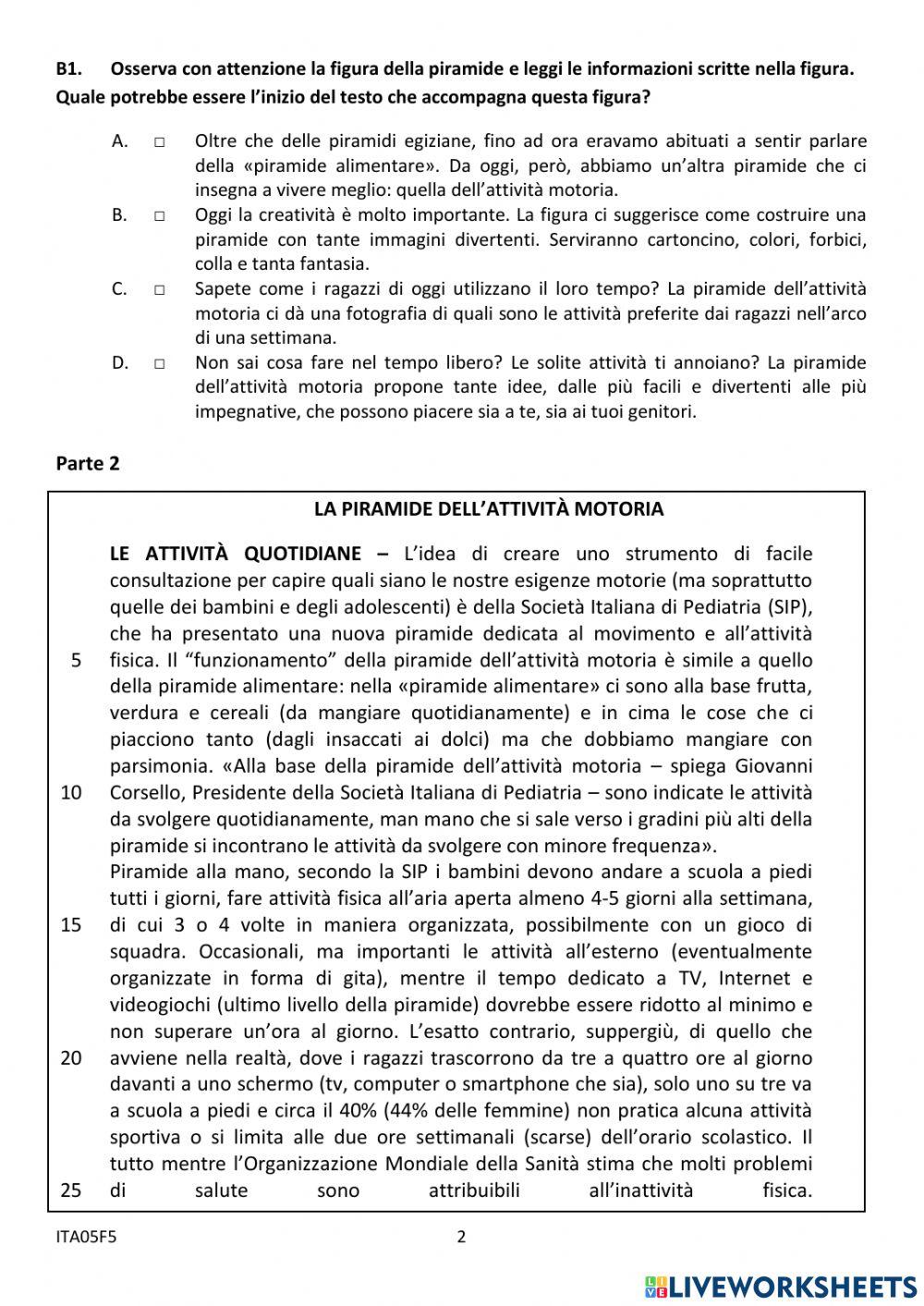 Prova Invalsi Italiano 2015 - 16 seconda parte