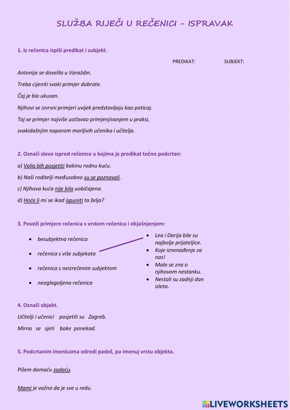 Služba riječi u rečenici - ispravak