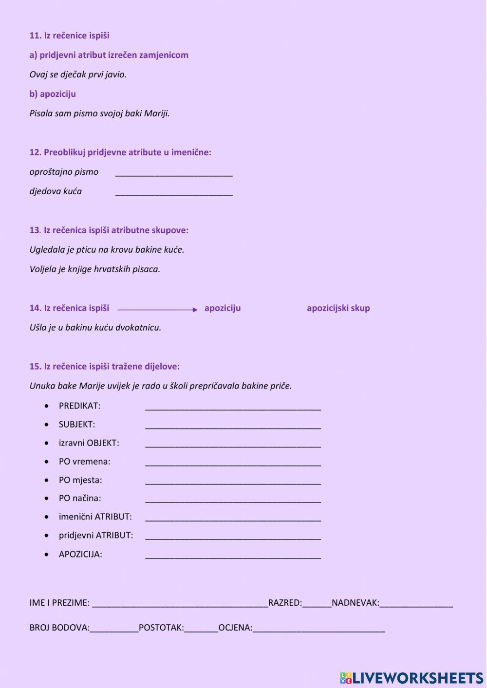 Služba riječi u rečenici - ispravak