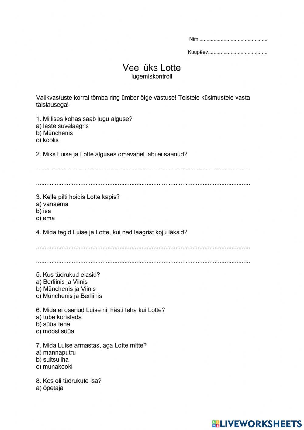 Veel üks Lotte Veel üks Lotte