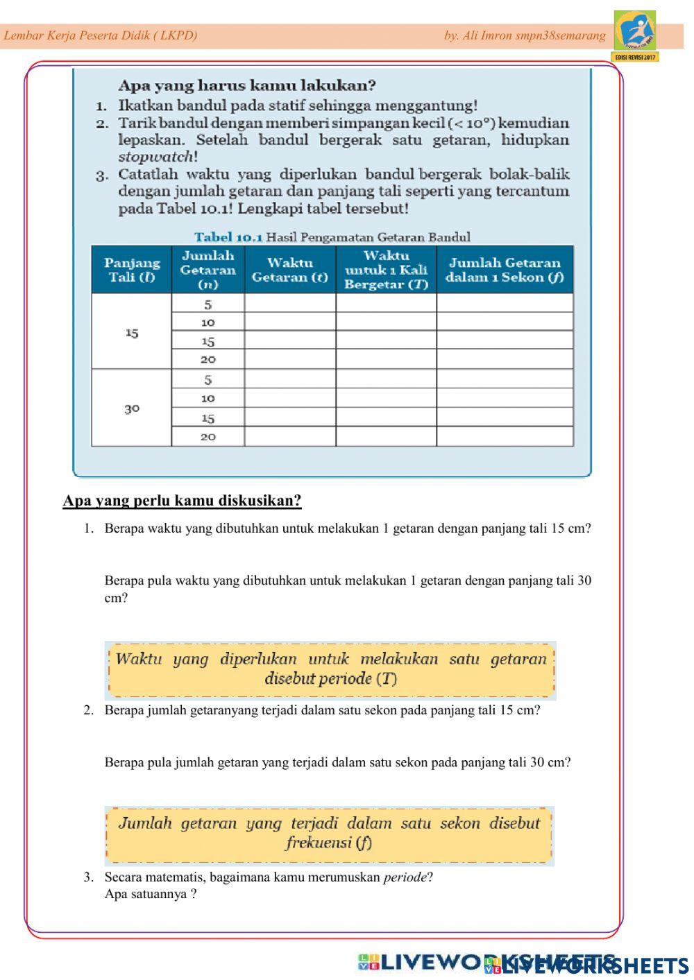 LKPD Getaran Aktivitas 10.1