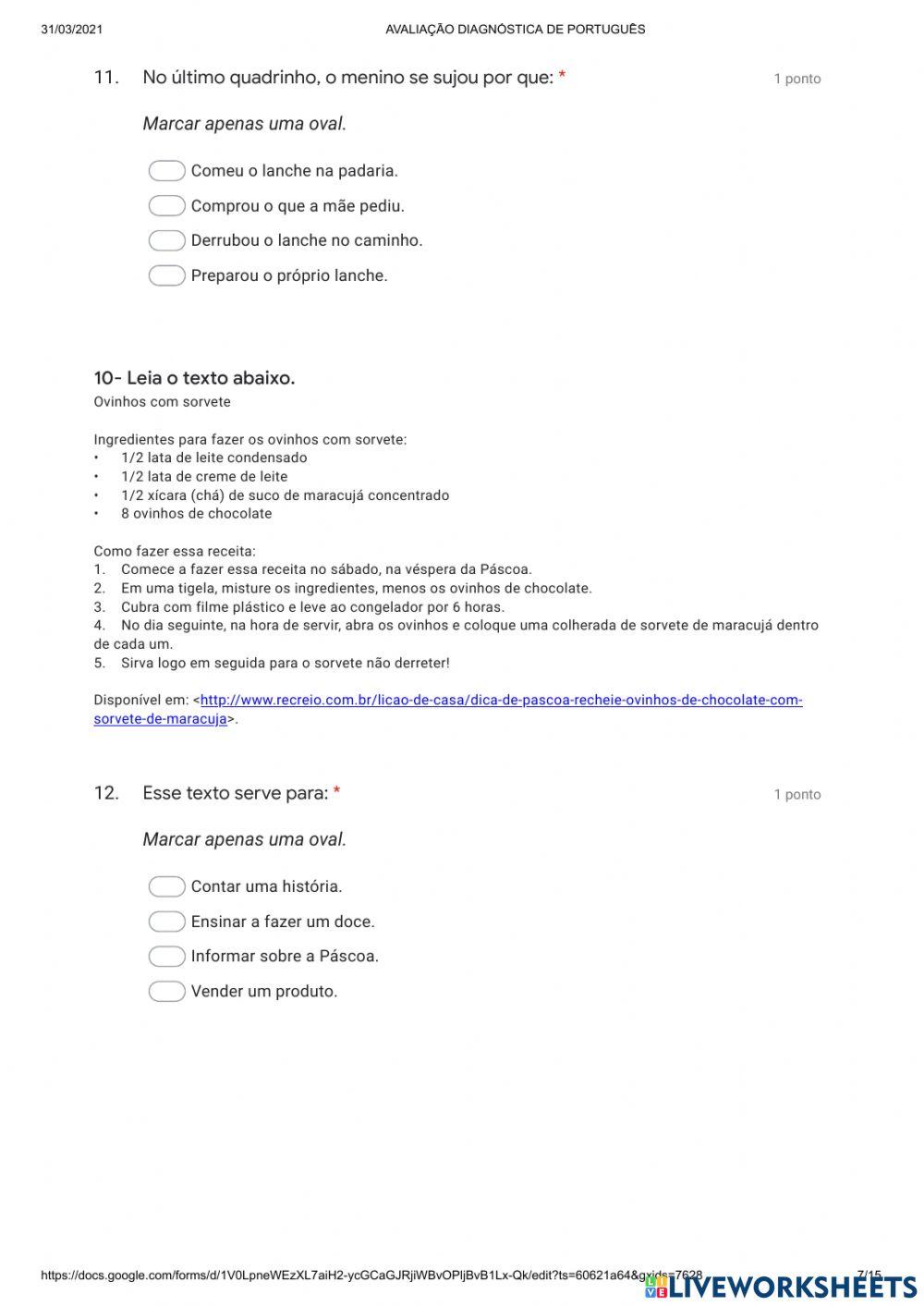 Avaliativa português