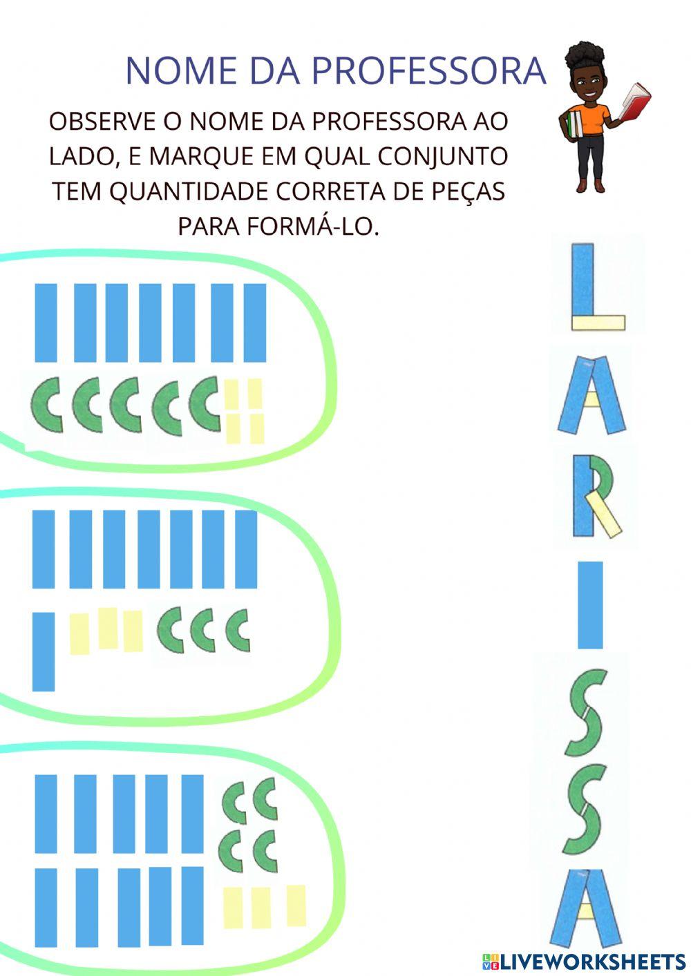 Partes do Nome da Professora