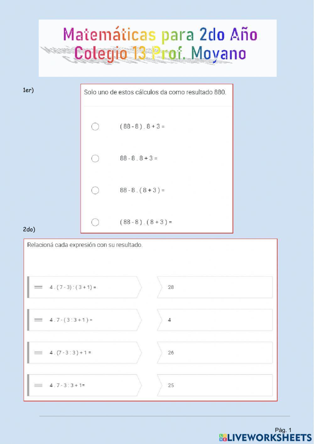 Operaciones Combinadas IN